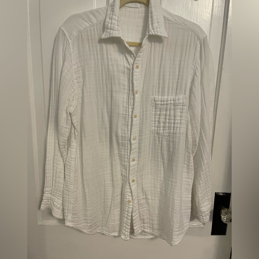 CP Shades white gauze button down